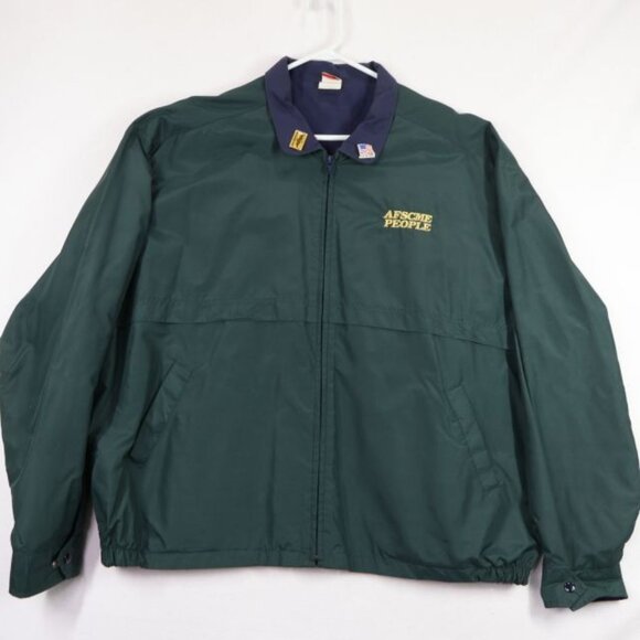 Vintage AFSCME People Union Line Jacket Mens 2XL Green Long Sleeve Made in USA - Picture 1 of 12